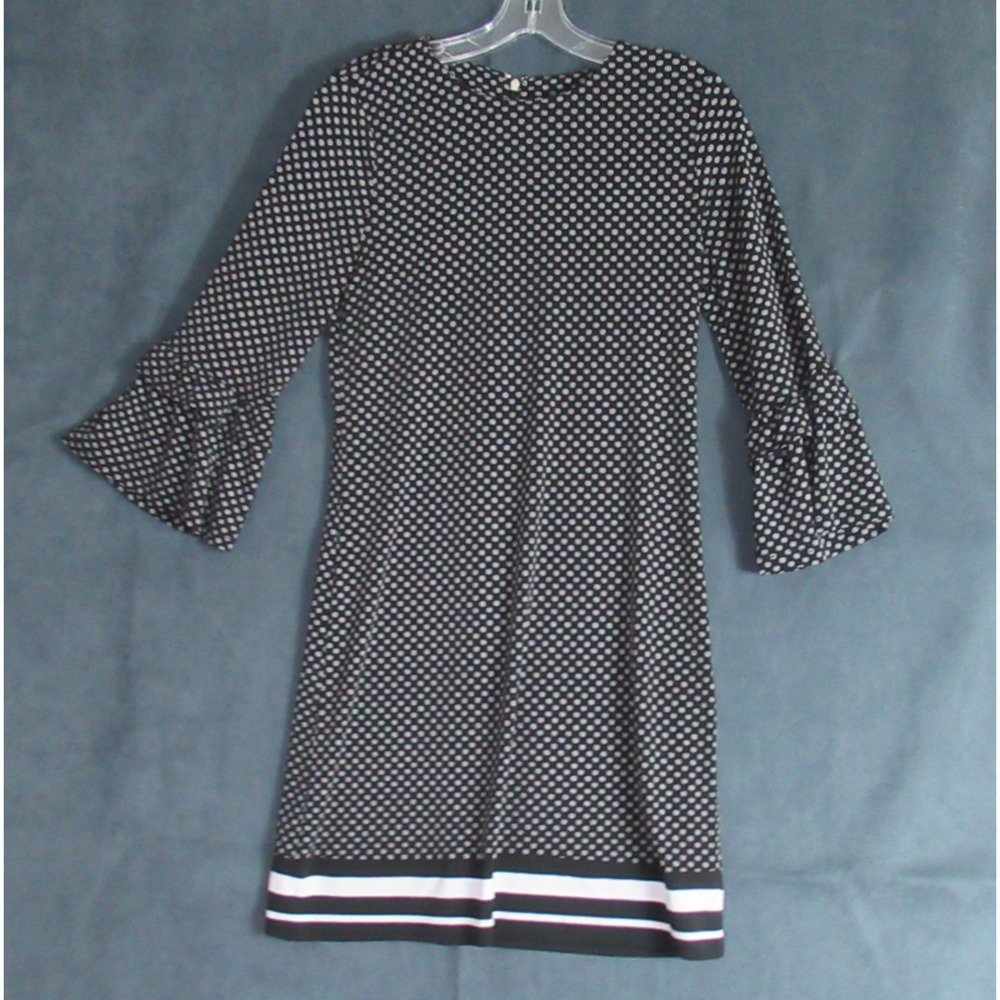 Michael Kors Dress Womens XS Black Geometric Flutter Sleeve Summer Preppy